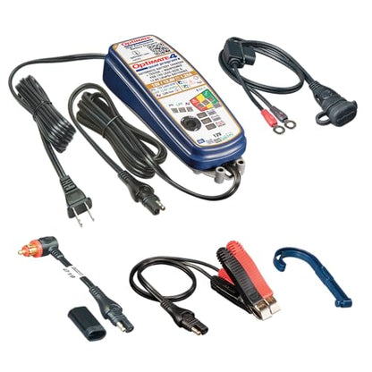 Optimate 4 Quad Program | Premium Edition, TM631-PR, Gold Series: 9-Step 12V / 12.8V 1.25A Sealed Battery Saving Charger & maintainer