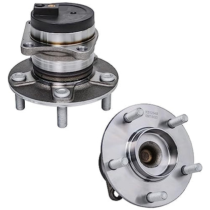 Detroit Axle - FWD Front Steering Knuckles w/Hub + Rear Wheel Hub Bearings Replacement for 2007-2012 Mazda CX-7 - size: 4UW50455/Kit
