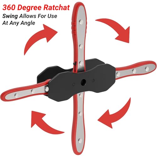 Brake Caliper Compression Tool,Car Ratcheting Brake Caliper Piston Spreader Press Tool with 2PCS Steel Plates,360° Adjustable Ratchet Piston Compressor, Essential Tool Kit for Car Brake Repair
