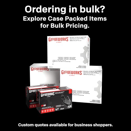 GLOVEWORKS Black Nitrile Gloves for Cooking, Food Prep, Disposable, Latex Free 5 Mil, For Professional Cleaning, Business Use - size: Medium, style: 3 Case of 1000