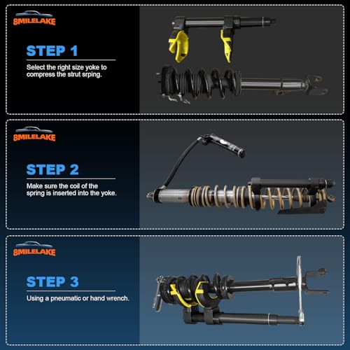 8MILELAKE Macpherson Strut Spring Compressor Kit Interchangeable Fork Coil Extractor Tool Set