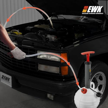 EWK 6L Oil Extractor Pump & Flexible Moldable Oil Funnel Kit, Spill-Free Fluid Change Solution for Cars, Motorcycles, Boats & Small Engines - size: 6L + Oil Funnel