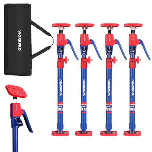 WORKPRO Cabinet Jack Support Pole, 23-5/8" to 45-1/4" Steel Telescopic Quick Support Rod Adjustable 3rd Hand Support System with 154 lbs Capacity for Cabinet Jack, Drywall Jack& Cargo Bars, 4-Pack - size: Medium-23.6"-45.3" 4PC