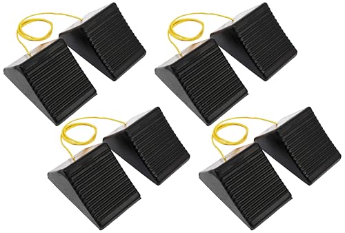 MaxxHaul 50012 Rubber Wheel Chock with Rope - 8" x 5" x 4", 2 Count (Pack of 4) - size: MaxxHaul 50012- 8" x 5" x 4" (Pack of 4)