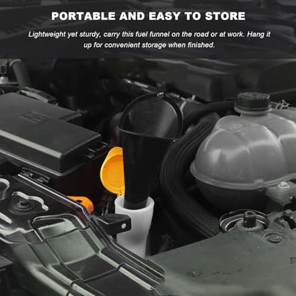 Sun Walker 2PCS Oil Funnel, Multi-Purpose Plastic Engine Oil Funnels with Long Neck, Automotive Spill Saver Funnel for Filling Fuel Diesel Lubricant Coolant & Other Liquids (Black) - color: Black