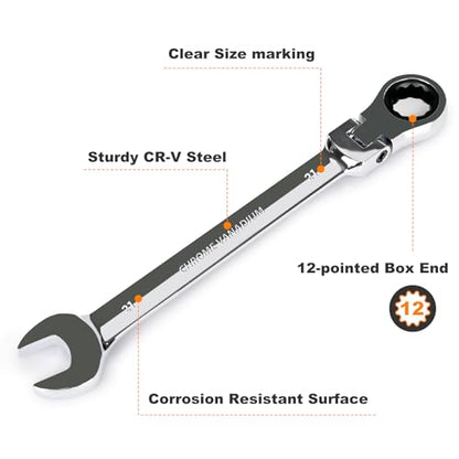 Egofine 21mm Ratchet Wrench Flex Head, Ratcheting Combination Wrench Metric, Industrial Grade Gear Spanner with 12 Point Box End, 72-Teeth Ratchet, Chrome Vanadium Steel - style: 21mm