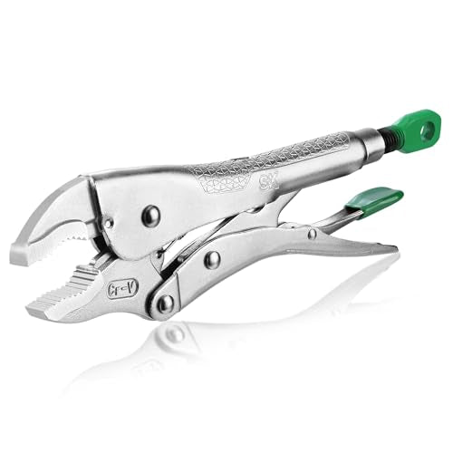 SK 10" Curved Jaw Locking Pliers, Vice Grips, Premium CR-V Steel | Vise Grip Pliers, Nickel-Plated Finish, Ergonomic Anti-slip Handle, Ideal for Welding or Assembly - size: 10"