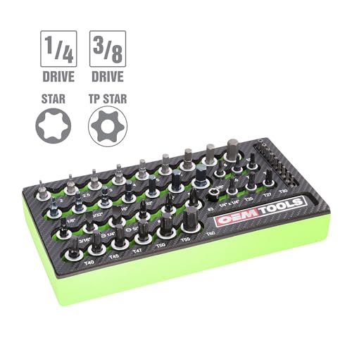 OEMTOOLS 44-Piece Torx Socket Set, Heat Treated Alloy Steel Torx Bit Set | Posi-Grip No-Slip Design, Heat Treated Unique Alloy Steel, Rust Resistant Hard Chrome Finish, EVA Tray with Sizes Marked - size: 44 Piece