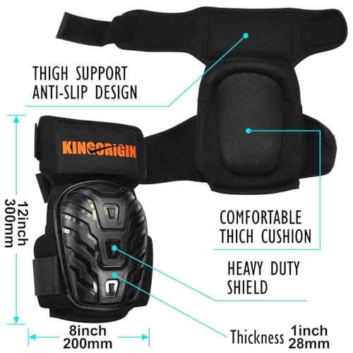 Professional Knee Pads for Work, Construction Gel Knee Pads | Soft Duty Foam Padding, Heavy-duty Shell and Anti-Slip Straps for Indoor, Outdoor Gardening, Flooring, Cleaning, Tiling