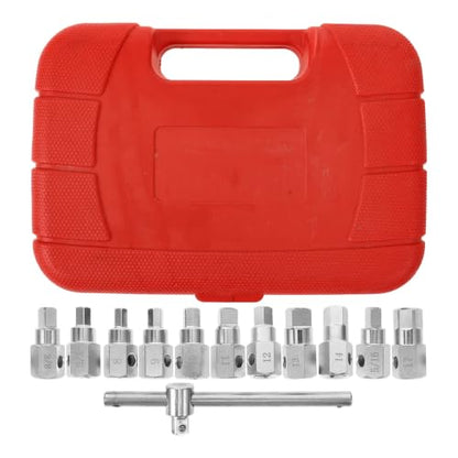 ARTIBETTER Oil Drain Socket Set 12pcs Chrome Alloy Oil Pan Screw Tool Kit Compatible with Lightweight and Compact for Automotive Repairs