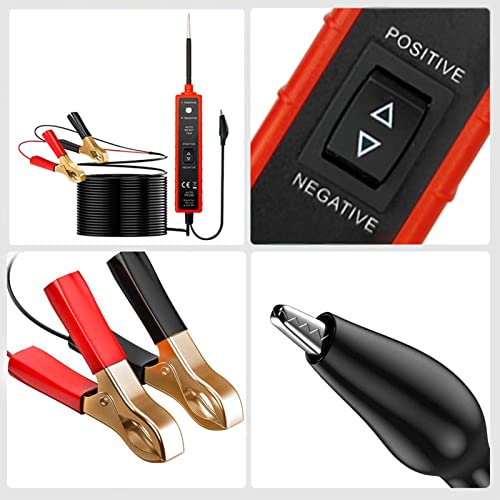 Power Circuit Probe Tester, 6-24V DC Circuit Tester, Test Light Automotive Short Circuit Located, Polarity Identify with LED Light Overload Protection