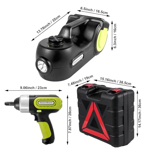 Electric Car Jack 5 Ton Hydraulic, Impact Wrench Kit - LED Lift Jack for Trucks & Sedans, 135-360mm Range, Car Repair Tool