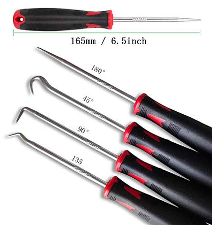 10Pcs Precision Pick & Hook Set with Scraper and Magnetic Telescoping Tool Kit Mechanic Hook Picks Tools Set for Remove Automotive Electronics Maintenance Hoses Gasket Hand Pick Up Tools