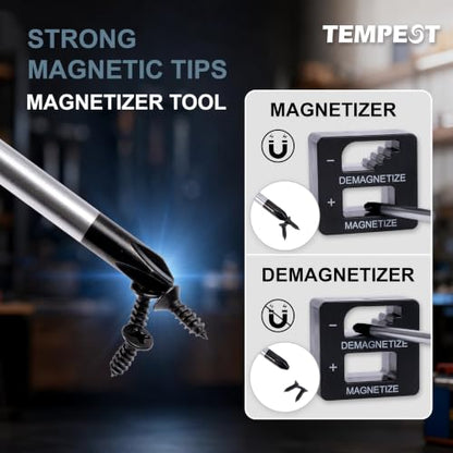 TEMPEST 66-Piece Magnetic Screwdriver Set, Household Tool Kit with CR-V Steel, Precision & Full-Size Drivers, Magnetizer & Demagnetizer, Durable Storage Case for DIY Repairs, Furniture & Appliances