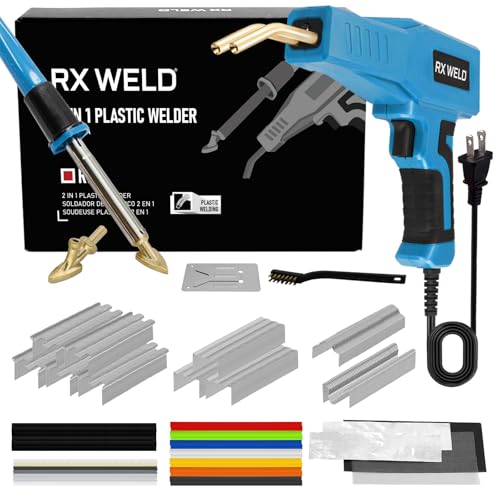 RX WELD 2-in-1 Plastic Welder, 1000PCS Hot Stapler Repair Kit | Soldering Iron, Repair for Automotive Car Bumper DIY, Patent Number D1052628 - color: Blue