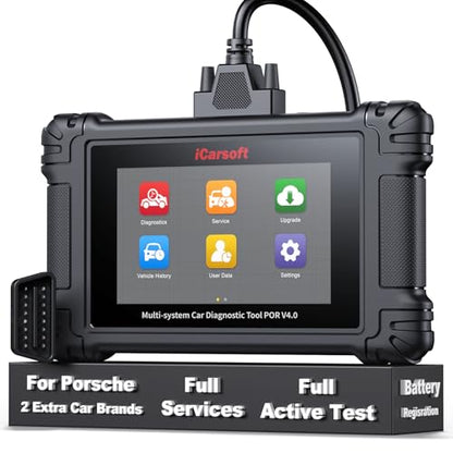 iCarsoft POR V4.0 Bidirectional Diagnostic Tool for Porsche, All System Full Active Tests 27 Services OBD2 Scanner for Porsche, Code Reader, Auto VIN