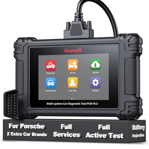 iCarsoft POR V4.0 Bidirectional Diagnostic Tool for Porsche, All System Full Active Tests 27 Services OBD2 Scanner for Porsche, Code Reader, Auto VIN