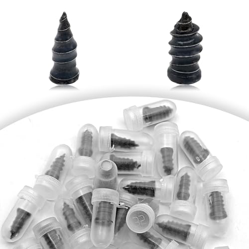 40Pcs Tire Repair Rubber Nail, Spiral Rubber Nails & Screw Plugs Tire Repair Kit Self-Service Vacuum Tire Puncture Repair Tool for Car, Motorcycle, Truck, Tractor, Jp -Reliable Tire Repair - size: 40Pcs