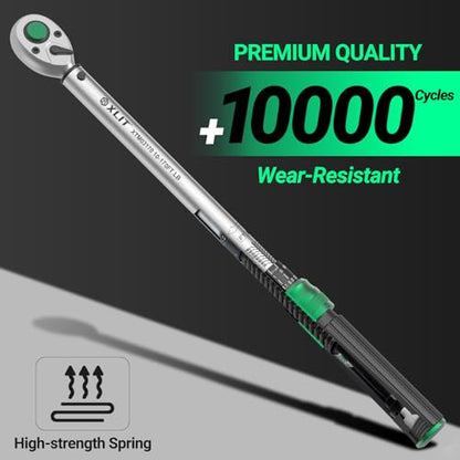 1/2" Drive Click Torque Wrench, 10-170 Ft-Lb/13-230 Nm Dual-Direction Adjustable 72 Tooth Ratchet, ±3% Accuracy Heavy Duty Torque Wrench for Automotive Repair, Lug Nuts and Suspension Work - size: 1/2", 10-170 ft-lb