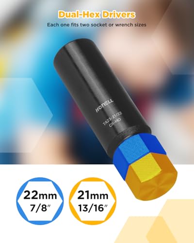 10 Spline Lug Nut Key, Thicker Wall 10 Point Wheel Lock Socket Set | CR-MO Wheel Lugnut Removal Tool for Aftermarket Locking Lug Nuts, Compatible with Bimecc Lug Nuts - style: TA23-21/22