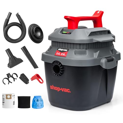Shop-Vac 5430095 2.5 Gallon 2.0 Peak HP Wet/Dry Vac with Blower | 1.25"x4-ft Hose, 10-ft Cord, Wall-Mounted Design, Lightweight, Ideal for Garage, Workshop, Home - size: 2.5 Gallon