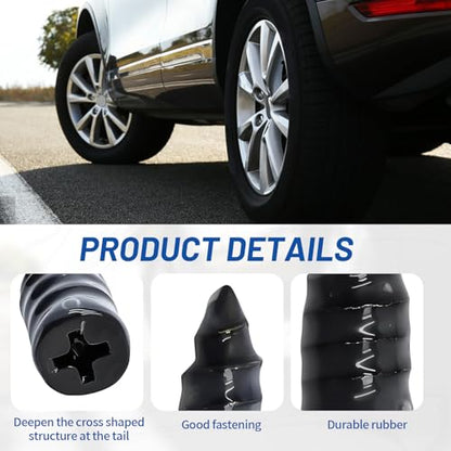 80 Pcs Tire Repair Rubber Nail Kit with 4 Valve Caps, Tire Repair Screws.Fast Puncture Repair Tool Self Screw in Tire Repair Plugsfor Car Motorcycle Truck Tractor Tubeless Tires.Father Gift