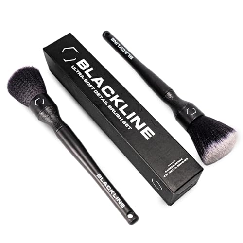 Blackline Car Detail Brushes- Luxury Car Detailing Brush Set for Interior and Exterior - Best Auto Detailing Brushes - Premium Car Detailing Brushes (Ultra Soft Bristles)