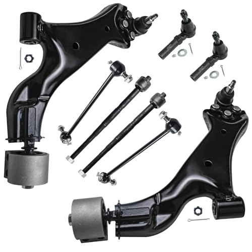 Detroit Axle - Front Lower Control Arms for 2010-2017 Chevrolet Equinox GMC Terrain 2.4L, 2011 2012 2013 2014 2015 2016, 2 Lower Control Arms w/Ball Joints, 4 Tie Rods, 2 Sway Bar Links Replacement - size: 8CS48201/8PC