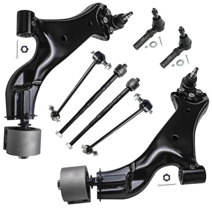 Detroit Axle - Front Lower Control Arms for 2010-2017 Chevrolet Equinox GMC Terrain 2.4L, 2011 2012 2013 2014 2015 2016, 2 Lower Control Arms w/Ball Joints, 4 Tie Rods, 2 Sway Bar Links Replacement - size: 8CS48201/8PC