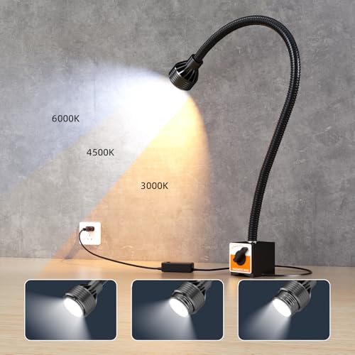 Magnetic Work Light 1320 Lumen 120V Flexible Gooseneck Work Light with Adjustable Focus and Magnetic Base for Lathe CNC MillingDrill Press Sewing Machine Industrial Light