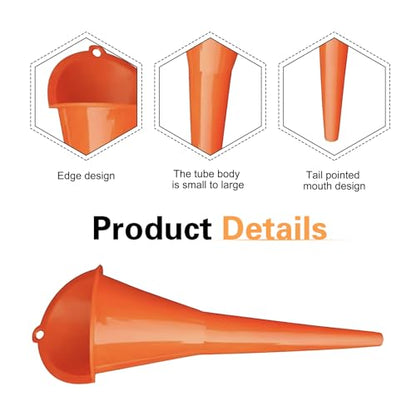 2 PCS Long Neck Oil Funnel, PP Anti-Spill No Cover Car Filling Funnel with Hanging Loop, Hand-Free Portable Oil Change Accessory, Suitable for Most Cars Motorcycles (Red)