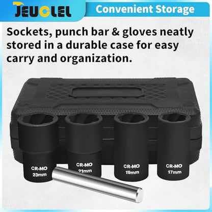 5PCS Twist Lug Nut Socket Set, 1/2" Drive Bolt Nut Extractor Tool | T10, T15, T20, T25, T27, T30, T40, Damaged, Stripped, Fastener, Remover, Rusted, Screw Remover, Impact Drive Bit, Head Drill - color: 5pcs Lug Nut Extractor 1/2 Inch Drive
