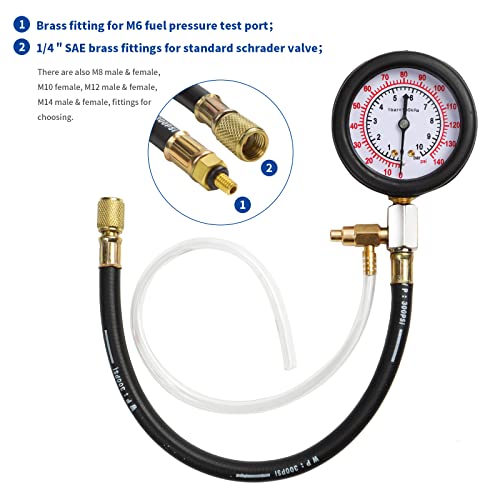 TU-114 Auto Fuel Pressure Gauge Tester Kit Gasoline Pressure MetersAutomobile Instrument Testing Tool(Blue) - color: Blue 1