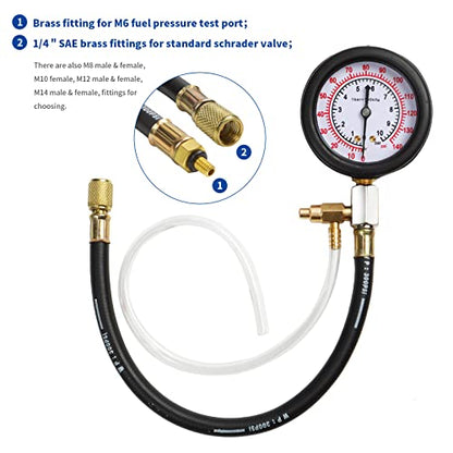 TU-114 Auto Fuel Pressure Gauge Tester Kit Gasoline Pressure MetersAutomobile Instrument Testing Tool(Blue) - color: Blue 1