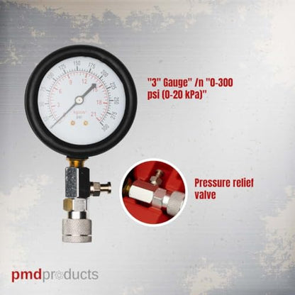Engine Compression Tester Kit – 5 Adapters (M10, M12, M14, M16, M18) – Accurate 0-300 PSI Dual Scale Gauge – Ideal for Small Engine Diagnostics - PMD Products