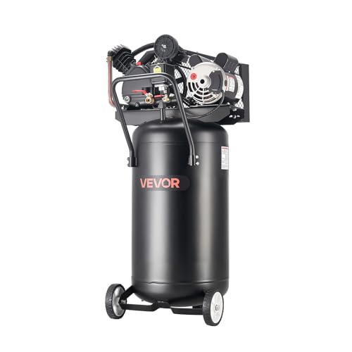 VEVOR 25-Gallon Air Compressor, 2HP 5.5 SCFM at 90PSI, Max 200PSI Pressure Oil-Lubricated Air Compressor Tank, Portable on Wheels for Auto Repair, Tire Inflation, Spray Painting, Woodwork Nailing 120V - size: 25-Gallon