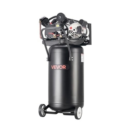 VEVOR 25-Gallon Air Compressor, 2HP 5.5 SCFM at 90PSI, Max 200PSI Pressure Oil-Lubricated Air Compressor Tank, Portable on Wheels for Auto Repair, Tire Inflation, Spray Painting, Woodwork Nailing 120V - size: 25-Gallon