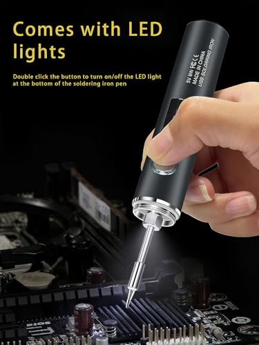 Cordless Soldering Iron Kit Micro Portable Soldering Kit Rechargeable USB-C Electric Soldering Pen Fast Heating Auto Sleep/Off Soldering Gun Kit for Electronics Repair Jewelry DIY