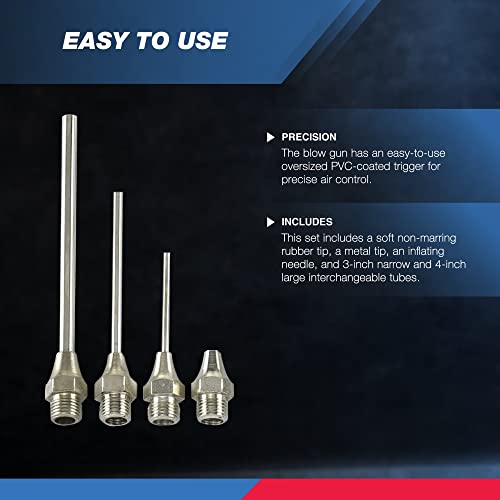 Neiko 31112 Air Blow Gun Nozzle Set, Air Compressor' Air Gun W/ 5 Interchangeable Nozzles, Air-Compressor Accessories Tools Air Gun, Air Blower Gun - style: Air Blow Gun with 5 Nozzles