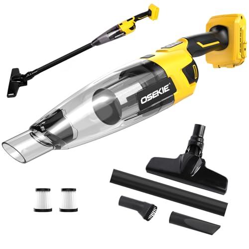 Cordless Handheld Vacuum Compatible with DeWalt 20V Max Battery (Battery NOT Included) 120W Brushless Portable Car Vacuum Cleaner with Washable HEPA Filter for Auto & Pet Hair - color: Yellow