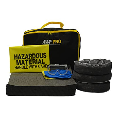 AWF PRO Portable Universal Spill Kit, 35 Pieces | Perfect for Trucks, Restaurants, Vehicles, & Homes, Includes Durable Storage Bag, Sorbent Socks & Pads, & Accessories - size: Universal Spill Kit