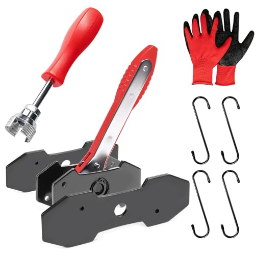 Brake Caliper Compression Tool & Drum Spring Installer | Disc Brake Pad Spreader, Brake Caliper Press Tools, with 2 Steel Plates, 4 Brake Caliper Hooks and Gloves for Cars SUV Trucks