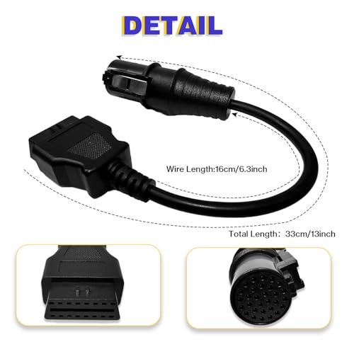 Truck OBD1 to OBD2 Cable for Iveco 30 Pin OBD2 Diagnostic Cable Adapter | Compatible with Iveco 30pin Connector,Heavy Duty Truck OBDii Diagnostic Adapter Work with ELM 327 Scanner Tools/Code Reader - style: Fit for Iveco 30pin