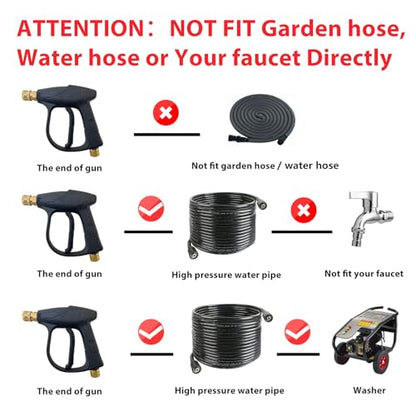 Sooprinse Short Pressure Washer Gun With Foam Cannon, High Pressure Snow Foam Lance, 1/4 Inch Quick Connector, Power Washer Blaster, Car Wash Mitt, 3000 PSI, 1 Liter - color: Black