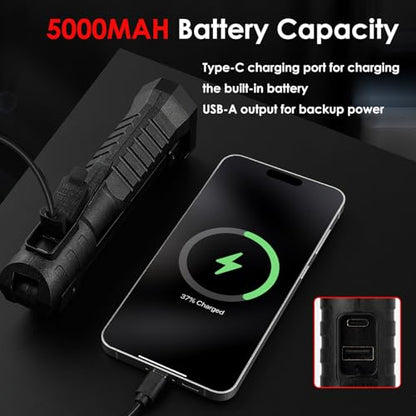 Led Work Light Magnetic, 7 Modes & 180°Rotate Rechargeable Led Work Light, Portable COB Flashlight with Strong Magnet, Mechanic Light for Car Repair, Camping, Emergency, Tool Gifts for Men Him (2)