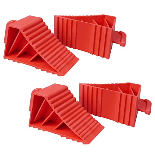 Wheel Chocks ABS Plastic Heavy Duty, Tire Chocks for Travel Trailers, RV, Camper, and Trucks 4-Pack, Red - color: red 4-pack