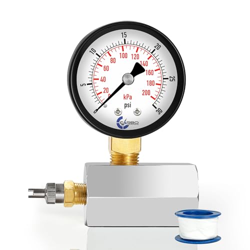 Gas Test Pressure Gauge 30 Pound, 30 PSI / 200 kPa, 3/4” FNPT Connection, Brass Valve, Chrome Plated Steel Body Assembly. - size: 3/4" FNPT 0-30 psi, style: Chrome Plated Steel