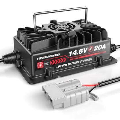 14.6 Volt LiFePO4 Battery Charger, 12V 20A Lithium Battery Charger Maintainer with Anderson Connector LED Indicator, Handle Design for Cars, Golf Carts, UAV, Fishing Boat, RV and Deep Cycle Batteries