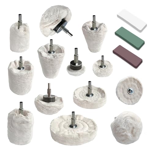 13PCS Drill Buffing Wheel Kit with 3 Polishing Compounds, Buffing Pads for Drill, Cotton Polishing Wheels for Stainless Steel Aluminum Chrome Metal Car Detailing and DIY Projects - color: 16PCS