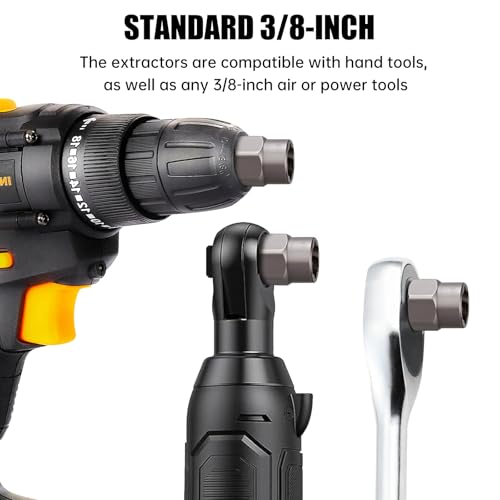 Valkynos Bolt Extractor Kit 14 Pcs | Hex Drive, Cr-Mo Steel, Stripped Removal Set, Easy Out Remove Rusted, Frozen, Damaged, Rounded-Off Bolt Nut Screw